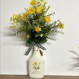 Yellow and White Faux Floral Accents